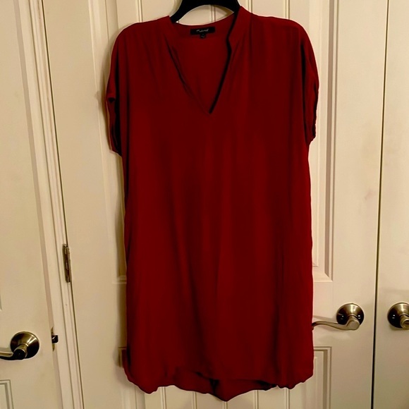 Madewell Shift crimson color, Dress V-Neck cap sleeveless women’s Sm summer cool - Picture 1 of 11